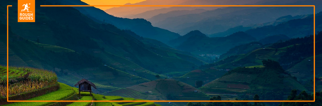 Sunset over the hills of Vietnam